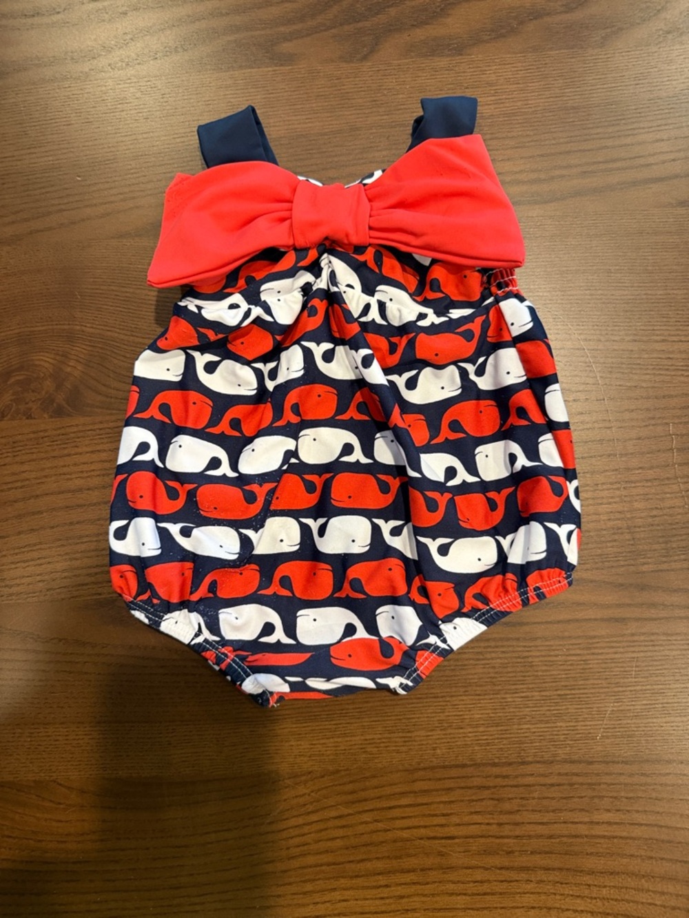 Mud Pie Red, White and Blue Whale Print Baby Swimsuit 6-9 mo
